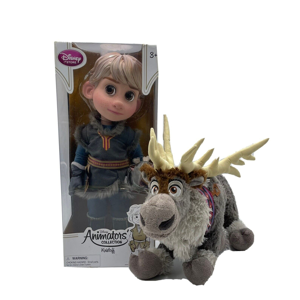 DISNEY STORE ANIMATORS' COLLECTION DOLL KRISTOFF W/SVEN PLUSH-2ND ED.- NISB-16"